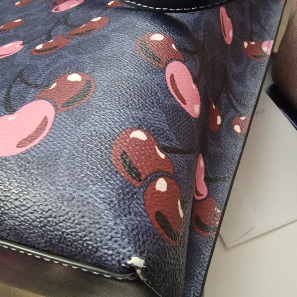 Coach Signature Cherry Mollie Tote - Dark Blue and Pink - Picture 4 of 7